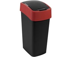 Curver Flip Bin Plastic Bin Prullenbak Zwart-Rood 45L