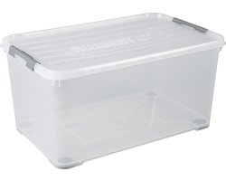 Curver Handy+ Opbergbox - 115 liter - deksel en wieltjes - transparant