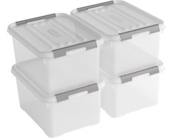 Curver Handy+ Opbergbox - 15L - 4 stuks - Transparant met deksel