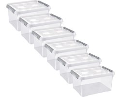 Curver Handy+ Opbergbox - 15L - 6 stuks - Transparant met deksel