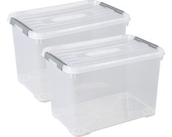 Curver Handy+ Opbergbox - 65L - 2 stuks - Transparant met deksel
