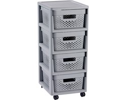 Curver Infinity Dots Ladesysteem - 4 lades van 11L - met wieltjes - 36x30×66 cm - Grijs