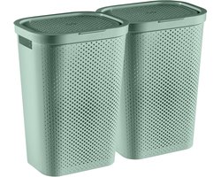 Curver Infinity Dots Wasmand met deksel - 60L - 2 stuks - Groen