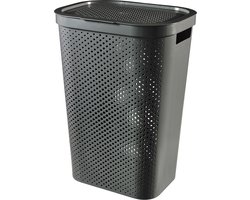 Curver Infinity Dots Wasmand met deksel - 60L - Antraciet