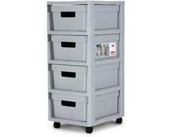 Curver Infinity Ladesysteem - 4 lades van 11L - met wieltjes - 36x30×66 cm - Grijs