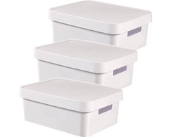 Curver Infinity - Opbergbox met deksel - Opberger - Kunststof - 11L - Wit - 3 stuks