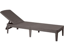 Curver Jaipur Sun Lounger Ligstoel met 4-voudig verstelbare rugleuning Tuinstoel UV- en weerbestendig rotan bruin