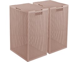 Curver Kaya Wasmand met deksel - 60L - 2 stuks - 38x29x58,5 cm - Warm Taupe