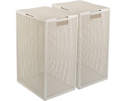 Curver Kaya Wasmand met deksel - 60L - 2 stuks - 38x29x58,5 cm - Wit