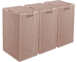 Curver Kaya Wasmand met deksel - 60L - 3 stuks - 38x29x58,5 cm - Warm Taupe