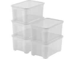 Curver KIS T-Box Opbergbox met deksel - 14L - set van 5 stuks - 39x27x19 cm - Transparant