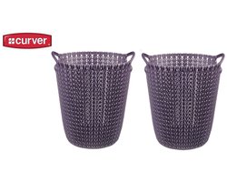 Curver papiermand knit - 7 liter - paars - set met 2 stuks