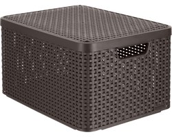 Curver Rattan Style Opbergmand L - Met Deksel - 36.4 liter - Bruin