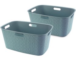 Curver Softex Wasmand - 45 liter - Set van 2 - 57x37x27cm - Blauw