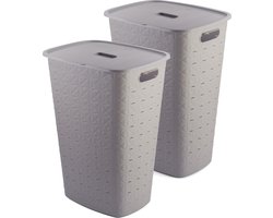 Curver Softex Wasmand met Deksel 56L - 2 stuks - Taupe