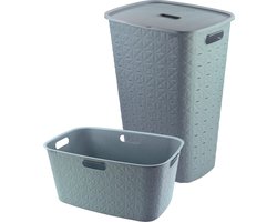 Curver Softex Wasmand met Deksel 56L + Wasmand 45L - Blauw