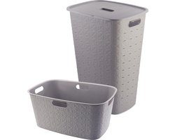 Curver Softex Wasmand met Deksel 56L + Wasmand 45L - Taupe