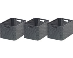 Curver Style Opbergmand L - 30L - 3 stuks - Antraciet