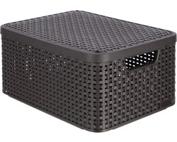 Curver Style Opbergmand M - met Deksel - L 39,3 x B 29,3 x H 18,7 cm - Bruin