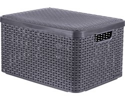 Curver Style Opbergmand met deksel L - 30 liter - Antraciet - 44,5x33x24,8 cm