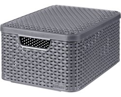 Curver Style Opbergmand met deksel M - 18 liter - Antraciet - 29,3x39,3x18,7