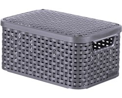 Curver Style Opbergmand met deksel S - 6 liter - Antraciet - 28,5x19,4x13cm