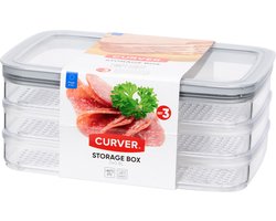 Curver Vleeswarendoos - 3x- 0.8 L - 22.5 x 15.5 x 9 cm - Inclusief deksel - Opbergdoos - Storage box - Beleg - Kunststof