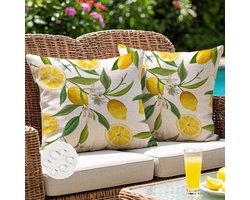 Cushion Cover 40 x 40 cm Yellow Lemons - Weatherproof Outdoor Sofa Decorative Garden Spring Summer Decoration for - Pack of 1