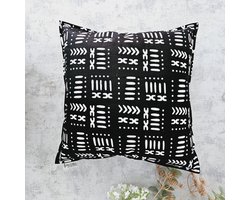 Cushion cover 40x40cm | Decorative Pillowcase | Bohemian Style Geometric 'Mudcloth' Bogolan Inspired Print Home Decor Throw Pillow Cotton Ethnic Cushion Cover