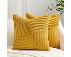 Cushion Cover 60x60 Geel Cord Satin 2er Set Windmill Stripes Pattern Decoratieve Kussenhoezen Kussenhoezen Sierkussen Bank Kussen Patchwork Ontwerp Decor Woonkamer Bed Slaapkamer Bank