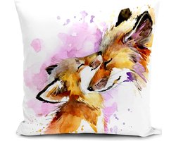 Cushion Cover met Vos voor Moeders - Cadeau voor Moederdag en Verjaardag - Roze Kussenhoes voor Woonkamer en Bank 40 x 40 cm, Gezellige Thuisdecoratie en Familie Liefde