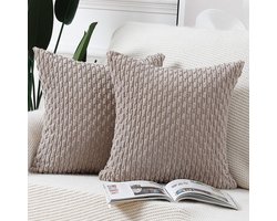 Cushion Covers 45x45cm - Corduroy Taupe - Zachte en duurzame hoes - Perfect voor bank of slaapkamer - SnelShoppen