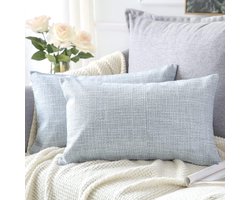 Cushion Covers Set of 2 - Linen Decorative Rectangular Cushion Covers 40 x 60 cm - voor Home Decor, Sofa, Bedroom, Car (Blue Grey, 16 x 24)