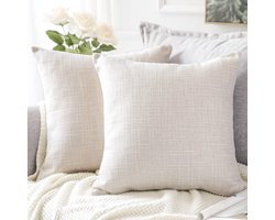 Cushion Covers Set of 2 - Linen Decorative Square 60 x 60 cm - voor Home Decoration, Sofa, Bedroom, Car (Beige, 24 x 24)