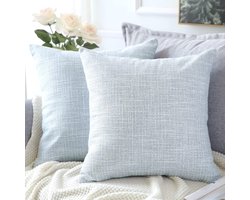 Cushion Covers Set of 2 - Linen Decorative Square Pillow Cases 60x60cm - Voor Home Decoratie Sofa Slaapkamer Auto (Blauw Grijs, 24x24)