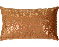 Cushion velvet rust print ice crystal gold 30 x 50 cm