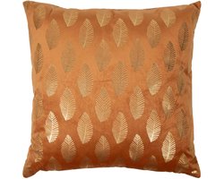 Cushion velvet rust print leaf gold 45 x 45 cm