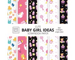 Cute Baby Girl Ideas Scrapbook Paper 8x8 Designer Baby Shower Scrapbook Paper Ideas for Decorative Art, DIY Projects, Homemade Crafts, Cool Nursery Decor Ideas