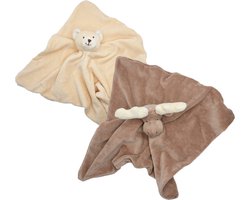 Cute since 1999 - Biologisch Knuffeldoekje - Beer & Rendier - Doudou - 2 stuks - 35 x 35 cm