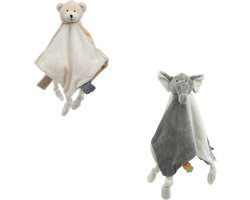 Cute since 1999 - Knuffeldoekjes bundel - Beer & Olifant Doudou - 30 x 30 cm