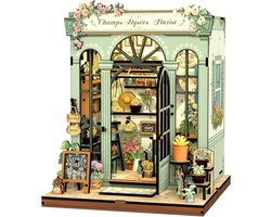 CuteBee CWCG201 Champs Élysées Florist Bloemen Book Nook Bouwpakket | Miniatuur theatrale huisjes pakket modelbouw voor volwassenen | Houten 3D Puzzel | Woonkamer decoratie boekensteun | Led lights verlichting ingebouwd | DIY boekenhouder collectie
