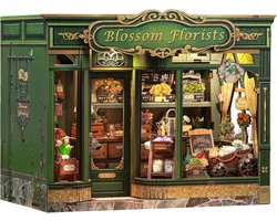 CuteBee CWGB403 Blossom Florists decoratie Book Nook Bouwpakket | Miniatuur theatrale huisjes pakket modelbouw voor volwassenen | Houten 3D Puzzel | Woonkamer decoratie boekensteun | Led lights verlichting ingebouwd | DIY boekenhouder collectie