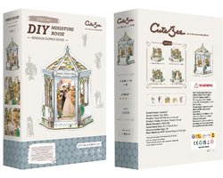 CuteBee GHGC401 Windsor Flower House decoratie Book Nook Bouwpakket | Miniatuur theatrale huisjes pakket modelbouw voor volwassenen | Houten 3D Puzzel | Woonkamer decoratie boekensteun | Led lights verlichting ingebouwd | DIY boekenhouder collectie