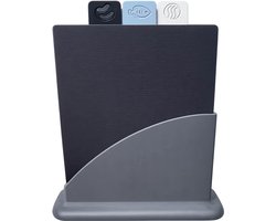 Cuttie Snijplanken set in houder - Klein model - Blauw / Zwart / Bruin - Fish / Vegetable / Meat / Bread - 3 delig - 20 x 15 cm - Snijplank - Koken - Keuken