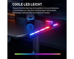 CyberGlow Elite Elektrisch Gaming Zit-Sta Bureau 160 x 60 cm met LED Verlichting, Carbon Look Werkblad en Geheugenfunctie Zwart