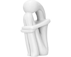 Cycladisch Kunst Figuur - Griekse Boekensteun - Stijlvolle Decoratie - Gemaakt van gegoten marmer - 16 cm hoog - Wit