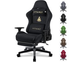 CYRO - Bureaustoel - Bureaustoelen - Gaming Stoel - Kunstsuède - Gamestoel - Ademend - met Voetensteun - Met Hoofdsteun - Zwart