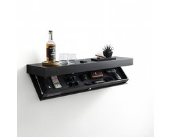 CYRO - Wandkast - Opbergdoos - Wandplank - Wandplank Zwevend - Opbergbox - Wandplank Hout - met geheim Compartiment - Zwart