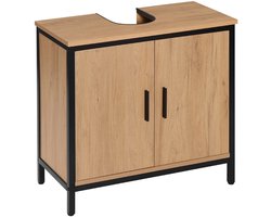 CYRO - Wastafelmeubel - Wastafelonderkasten - Wastafelkast - Wastafel onderkast met Uitsparing - Melamine - 60X60X30Cm - Light Oak