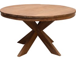 D - Livingfurn - Eetkamertafel Beek Rond - Spider Leg - Teakhout - 120 cm